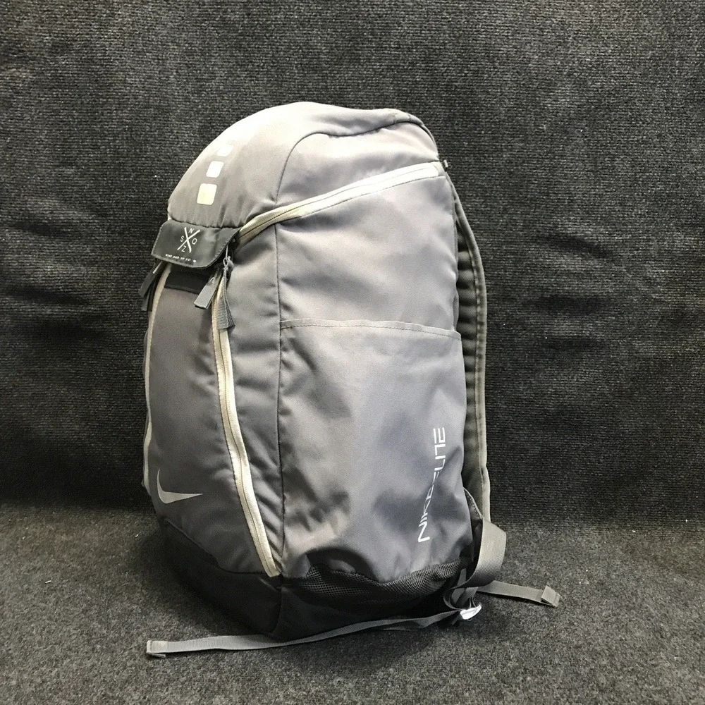 Nike BA5259-041 Hoops Elite Pro Basketball Backpack Gray/Black w/ Nike Quad Zip